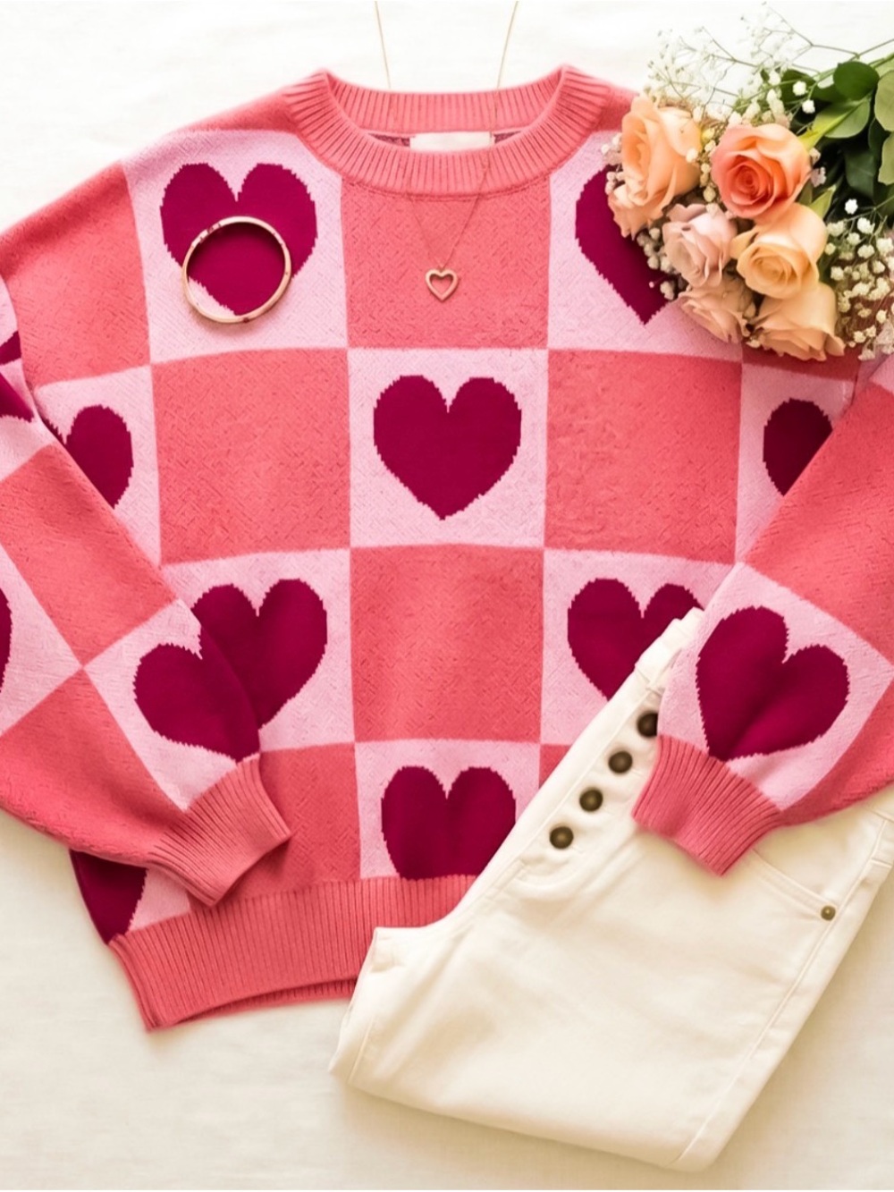 Balloon sleeve Valentine’s Day sweater